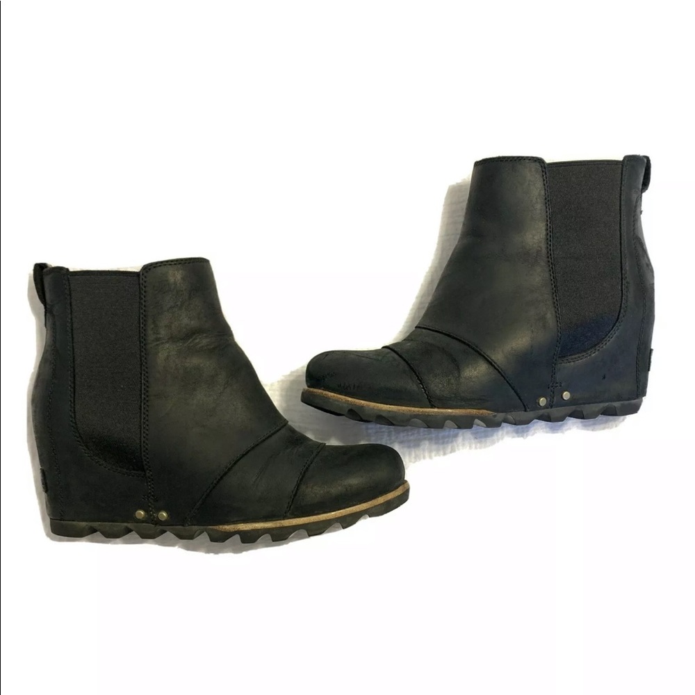 SOREL Joan Of Arctic Black wedge Chelsea Boots 8.5